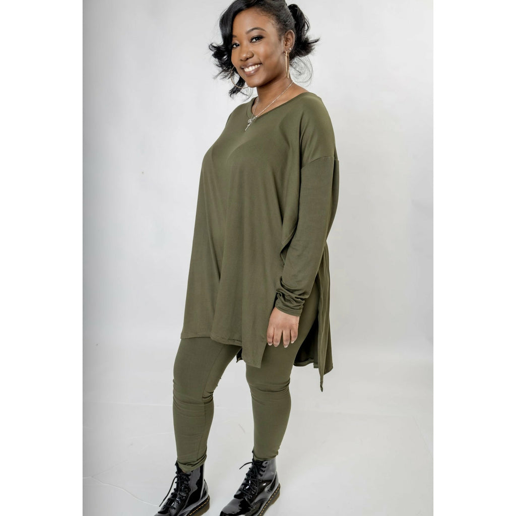 Over sized split-Olive Green Legging set – briYOUtiful Boutique