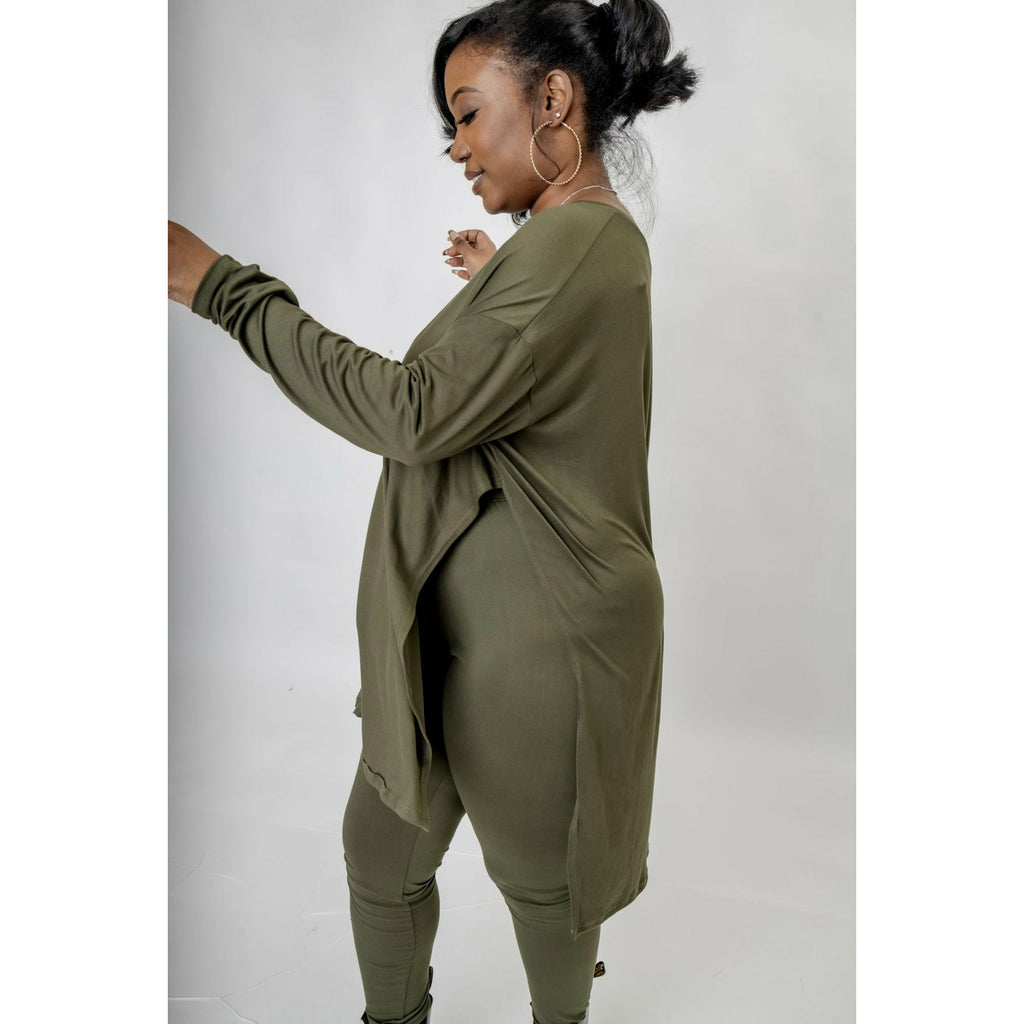 Over sized split-Olive Green Legging set – briYOUtiful Boutique