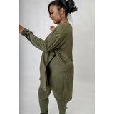 Over sized split-Olive Green Legging set